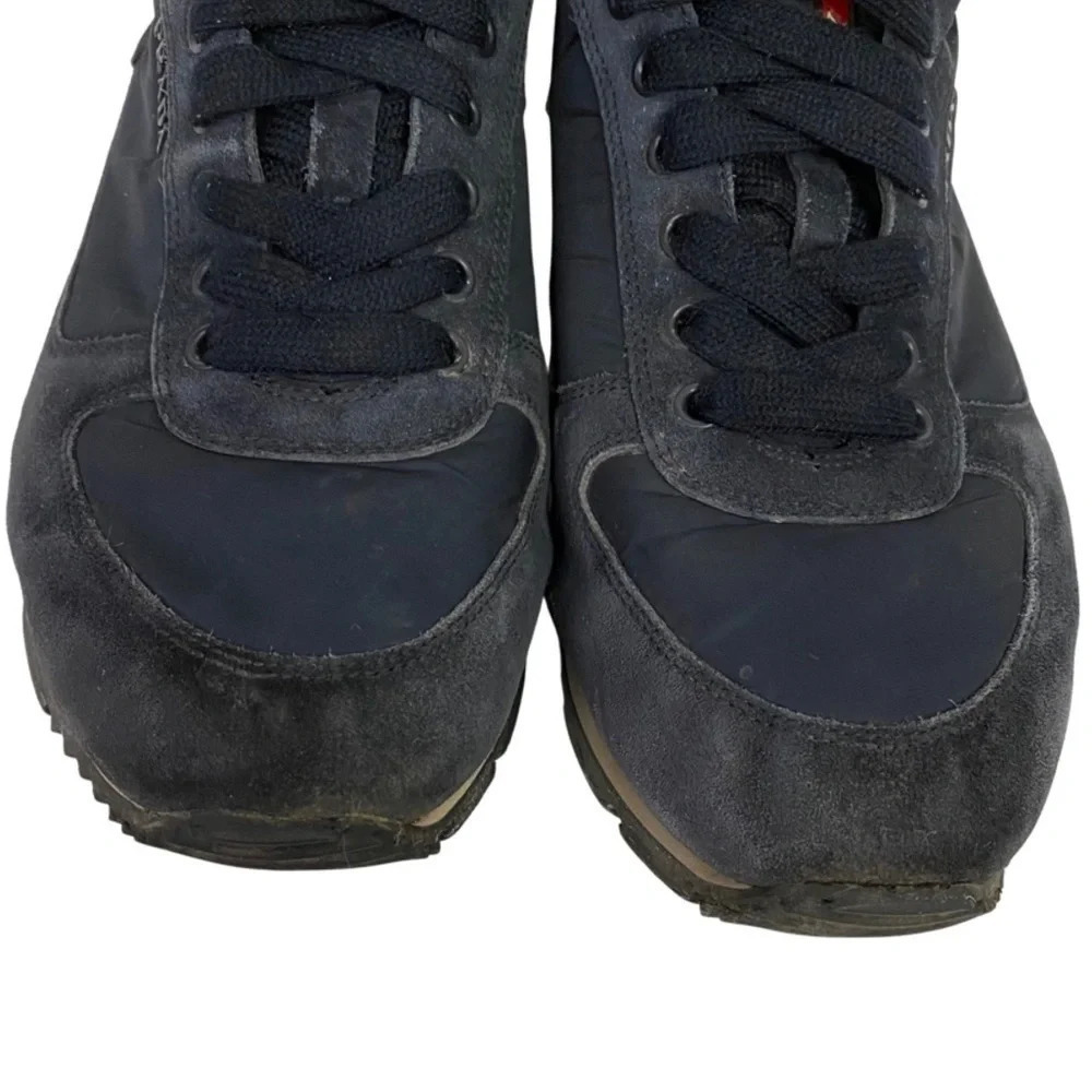 Prada Hightop Sneakers Mens Size 6 Womens 8 Unisex Retro Navy Blue Suede Shoes - Picture 7 of 16